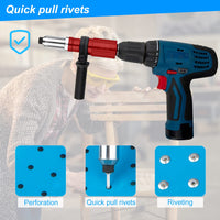 1 x RAW Customer Returns Pack of 6 rivet attachments for cordless screwdrivers, rivet pliers cordless screwdriver with drill, blind rivet attachment for 2.4-4.8mm blind rivets, cordless riveting tool with handle - RRP €24.06