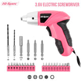 1 x RAW Customer Returns HI-SPEC Small cordless screwdriver in pink with rechargeable 3.6 V battery and LED light. 26-piece accessories - for everyone, big or small - RRP €22.19