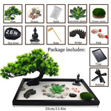 1 x RAW Customer Returns LuXianYS Zen Garden Set, 12x8 inch Zen Stones Garden for Desk, Premium Japanese Zen Sand Garden Miniature Gift Set, Zen Ornament for Home, Meditation Gifts - RRP €35.99