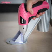 1 x RAW Customer Returns HI-SPEC Small cordless screwdriver in pink with rechargeable 3.6 V battery and LED light. 26-piece accessories for everyone, small or large - RRP €22.09