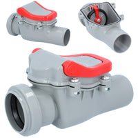 1 x RAW Customer Returns PE TAN backflow valve DN 50 gray Backflow flap with lockable non-return flap Backflow valve Frog flap Drain waste water KG HT pipe HT pipe - RRP €24.44