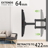 1 x RAW Customer Returns USX-MOUNT TV wall mount swiveling and tilting for 37-90 TVs, Max.VESA 600x400mm, heavy-duty TV mount up to 60-68kg, universal with extendable double arm - RRP €87.94