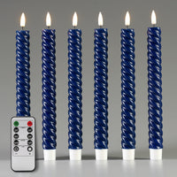 1 x RAW Customer Returns Eywamage Navy Blue Spiral LED Taper Candles with Remote Control, Flickering Flameless Battery Candle Holders Long Set of 6 - RRP €30.24