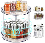 1 x RAW Customer Returns Turntable Organizer for Kitchen Cupboard, Spice Rack Standing for Spices, Fruit, Snacks, Spice Rack for Cupboard, Pantry, Bathroom, Cosmetics BPA Free, 23.5cm, 2 Shelves, Transparent  - RRP €20.96