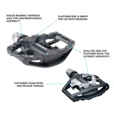 1 x RAW Customer Returns SHIMANO PD-EH500, SPD bicycle pedals, cleat set included, mountain bike, two-sided platform, metal - RRP €73.95