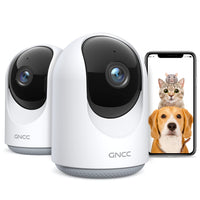 1 x RAW Customer Returns GNCC Indoor Wi-Fi Camera, 1080P 2 Pieces Surveillance Camera 360 Rotation PTZ, Night Vision, Automatic Motion Tracking and Alarm Sounds Manual Up and Down , P1-2 - RRP €47.99