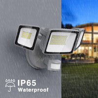 1 x RAW Customer Returns Onforu LED spotlight with motion detector outdoor 55W, 5000LM LED floodlight, outdoor spotlight with adjustable 3 heads, 6500K cold white LED spotlight, IP65 waterproof floodlight for garage, garden, yard - RRP €49.99