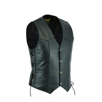 1 x RAW Customer Returns Leatherick Men s Premium Top Grained Cowhide Classic Motorcycle Vest with Side Lacings Black Size XL, black - RRP €44.99