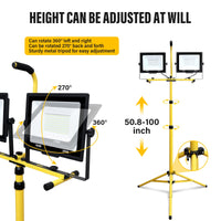 1 x RAW Customer Returns LED construction spotlight work spotlight with tripod 2x100W, Willpower LED spotlight 20000lm LED floodlight headlight telescopic tripod stand construction lamp waterproof LED work light 5M cable for workshop - RRP €103.36