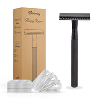 1 x RAW Customer Returns Bamboozy Safety Razor with 20 razor blades - safety razor for men and women - stainless steel - zero waste - double edge wet razor - matt black - RRP €20.11