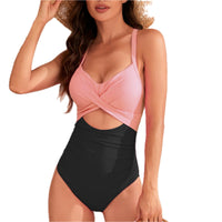 1 x RAW Customer Returns Women s one-piece swimsuit with adjustable straps, shaping, crossed front center cut-out for belly coverage Sexy monokini - RRP €34.27