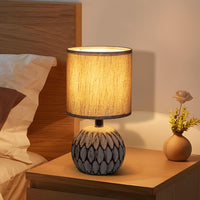 1 x RAW Customer Returns Aigostar table lamp ceramic table lamp lamp for bedside table side table bedside lamp fabric shade E14 vintage retro - RRP €20.99