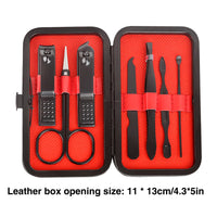 1 x Brand New 7Pcs Premium Manicure Set, Nail Clippers Pedicure Tools With Leather Case Box Mini Professional Manicure Set For Men And Women - RRP €6.96