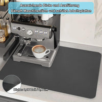 1 x RAW Customer Returns SOQKEEN Dish Draining Mat, 50 x 40 cm Coffee Machine Mat Absorbent Drying Mat with Dirt-Repellent Rubber Sole Dish Draining Mat Sink for the Kitchen, Coffee Machine Dark Gray  - RRP €16.0