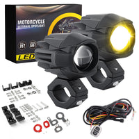 1 x RAW Customer Returns BraveWAY 60W 18000LM Motorcycle Additional Lights LED Headlight Auxiliary Fog Light 7 Strobe Modes, Plug and Play Wiring Harness Kit and 2 Mounting Brackets - RRP €85.99