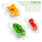 1 x RAW Customer Returns FINEW refrigerator organizer set of 12 4 small, 4 medium, 4 large , stackable refrigerator containers, transparent storage box for kitchen, pantry, cupboards, sink, bathroom - BPA free - RRP €43.36