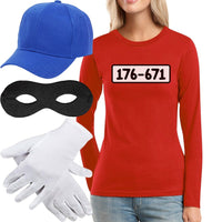 1 x RAW Customer Returns Tank Cracker Costume Long Sleeve Shirt CAP Mask Gloves Women s Long Sleeve T-Shirt Medium Red - RRP €26.21