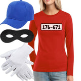 1 x RAW Customer Returns Tank Cracker Costume Long Sleeve Shirt CAP Mask Gloves Women s Long Sleeve T-Shirt Medium Red - RRP €26.21