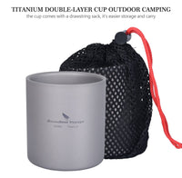 1 x RAW Customer Returns Boundless Voyage Titanium Mug Mini Insulated Double Wall Cup Outdoor Camping Foldable Coffee Tea Drinkware Lightweight Durable Tableware for Daily Use Hiking 450ml, D-Ti3030d - RRP €32.24