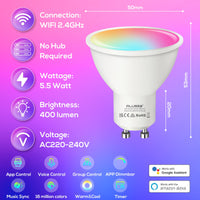 1 x RAW Customer Returns Smart WLAN LED lamp GU10 Alexa light bulbs, dimmable 5.5W WiFi light bulb warm white-cold white and RGB multi-colored bulb, compatible with Alexa Google Home, control via APP, no hub required, 4 pieces - RRP €31.99