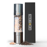 1 x RAW Customer Returns LioSells 2 in 1 salt and pepper mill made of stainless steel, manually adjustable ceramic grinder, BPA free dual spice mill - RRP €16.13