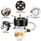 1 x RAW Customer Returns Odoland Camping Stove 11000W Gas Stove with Adapter and Foldable Aluminum Gas Camping Stove for Screw Cartridge Gas Burner Foldable Camping Stove for Hiking Picnic Outdoor Gold - RRP €49.99