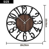 1 x RAW Customer Returns HAITANG Large Wall Clocks for Living Room - 50cm Silent Non-Ticking Black Metal Clocks for Dining Room Bedroom Kitchen Battery Operated Wooden Wall Clock - RRP €46.27