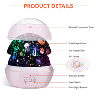 2 x RAW Customer Returns FISHOAKY starry sky projector children, 360 rotating night light, 8 colors baby star projection lamp, projection film night light lamp for baby, Christmas gifts, birthday gifts - RRP €41.98