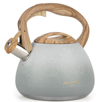 1 x RAW Customer Returns Poliviar tea kettle induction - kettle for induction and gas stove - 2.5L whistling kettle with wood grain handle - kettle induction whistling kettle made of stainless steel - new design version - RRP €42.35