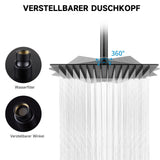 1 x RAW Customer Returns HAUSPROFI shower head 12 inches made of stainless steel 304 - shower head rain shower with self-cleaning nozzles - square shower head luxury rain shower rain shower head - matt black 30CM  - RRP €39.99