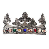 7 x Brand New Baroque Men King Alloy Big Crown Crystal Pearl Royal Prince Women Hair Accessories for Birthday Party Halloween Costume Black with Colorful Stone  - RRP €167.93