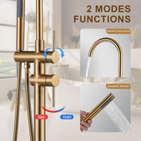 1 x RAW Customer Returns ARCORA freestanding bath faucet, bathtub faucet made of copper stainless steel 360 swivel bathroom faucet floor mounting with hand shower for tub, freestanding bathtub, gold - RRP €201.34