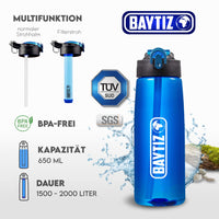 1 x RAW Customer Returns BAYTIZ Filter Bottle Activated Carbon Survival Straw - Portable Water Filter Bottle Travel Hiking Trek Camping Reusable Purifier Kit Plastic Compass Disaster Rain Bag - RRP €32.99