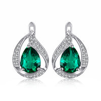 1 x RAW Customer Returns JewelryPalace 3.7 ct Luxury Green Simulated Nano Russian Emerald Stud Earring 925 Sterling Silver - RRP €39.99