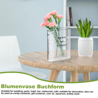 1 x RAW Customer Returns Book vase, book vase, clear acrylic book vase, tulip vase, book vase transparent, book-shaped vase for flowers, book-shaped book flower vase for bedroom table decoration living room office - RRP €10.96