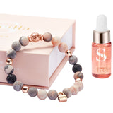 1 x RAW Customer Returns Crystal bracelet gift set with lavender essential oil and lava rock diffuser. Gifts for women - Zebra Jasper with love spell - RRP €29.95