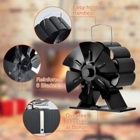 1 x RAW Customer Returns ELUTENG Fireplace Fan Stove Fan Without Electricity Magnetic 6 Blades with Thermometer 12.5x11x11cm, Aluminum Quiet Fireplace Fan for Fireplace Wood Stove Stove Pipe 50 C and 350 C - RRP €28.22