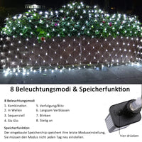 1 x RAW Customer Returns Joysing outdoor net lights 3M x 2M 204 LED fairy lights net with plug, 8 modes fairy lights net waterproof light curtain for room wall wedding fence bushes garden decoration - cold white - RRP €24.99