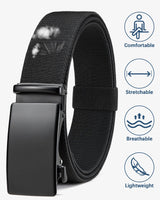 1 x RAW Customer Returns BOSTANTEN Elastic Belt Men, Nylon Stretch Belt with Ratchet Automatic Buckle, Black Golf Belt Wide 35mm, Size Adjusted - RRP €19.14