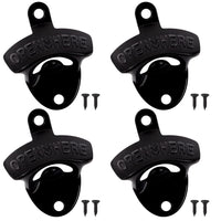 1 x RAW Customer Returns Wall Mounted Bottle Opener, 4pcs Beer Soda Bottle Opener with Mounting Screws for Rustic Vintage Decoration Bar Home Kitchen Cafes and Cellar Black  - RRP €18.0