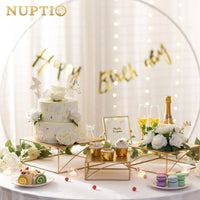 1 x RAW Customer Returns NUPTIO Cake Stand Cupcake Stand Display Set of 3 Gold Cake Stand Wedding Cake Stand Metal Square Cake Stand Pedestal Cake Stand Base Party Wedding Decoration Christmas Birthday - RRP €68.51