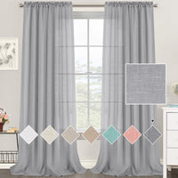 5 x Brand New Sedefen 2 Pieces of Gray Sheer Curtains Natural Linen Sheer Curtains Semi Blackout Curtains Set of 2 Smooth Elegant Warm Window Sheer Curtains for Living Room Rod Pocket 132x160cm - RRP €96.0