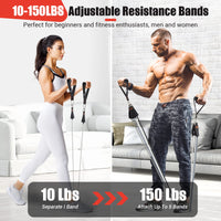 1 x RAW Customer Returns Resistance Bands Resistance Bands Set, 5 Fitness Bands Expander Tube Bands, Fitness Band with Large Handle Ankle Strap Door Anchor Attachment Carry Bag, Ideal for Pilates Strength Training Physiotherapy - RRP €30.1