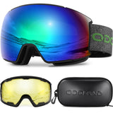 1 x RAW Customer Returns Odoland ski goggles, snowboard goggles for men and women with 2 magnetic interchangeable lenses and case, anti-fog, UV protection, helmet compatible for boys and girls for snowboarding, skiing, light silver - RRP €50.26