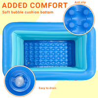 1 x RAW Customer Returns Jiosdo paddling pool - 150cm large inflatable children s pool, family pool, baby pool, children s paddling pool, rectangle family swimming pool with inflatable soft floor for summer, water fun blue  - RRP €17.75