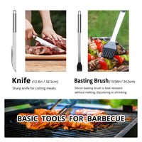 1 x RAW Customer Returns Barbecue Tool Set, Stainless Steel, Professional Barbecue Accessories, with Easy Carry Bag 9 PCS  - RRP €19.99