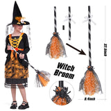 11 x Brand New ZUCOS Children s Witch Costume with Lights Halloween Girls Costume Carnival Cosplay Costumes Princess Dress with Witch Broom and Hat Black, 4-6 Years  - RRP €219.89