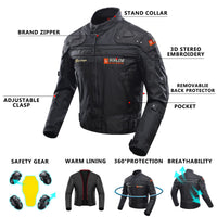 1 x RAW Customer Returns BORLENI Motorcycle Jacket Windproof Motorcycle Protective Gear Armor Autumn Winter Summer for Men All Season - RRP €99.17