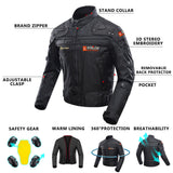 2 x RAW Customer Returns BORLENI Men s Motorcycle Jacket with Protections Windproof Motorcycle Jacket for Summer Autumn Winter Black XL - RRP €198.34