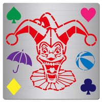 1 x Brand New GORGECRAFT 16x16cm Clown Metal Stencils Joker Face Umbrella Playing Card Volleyball Stainless Steel Template Cake Ornaments for Woodcut Craft Scrapbooking - RRP €19.2